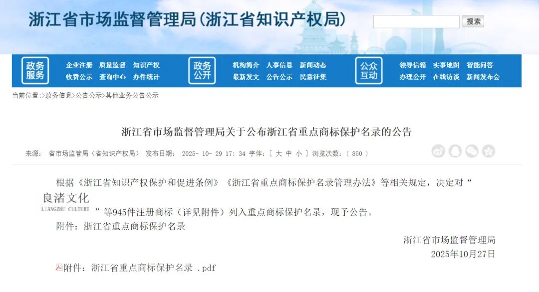 米兰·网站在线官网-米兰(中国)狮峰牌入选“浙江省重点商标保护名录”